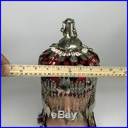 Reproduced from Old Pieces Vintage Style Small Turkmen Hat Metal Work Silk, P124