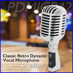Retro Vintage Style Microphone with 15ft XLR Cable Old Fashion Steel Mic Silver