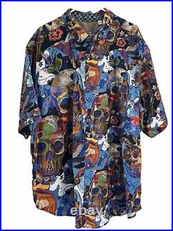 Robert Graham Cantle Skull Short Sleeve Sport Shirt Size 3XL Tropic Art To Wear