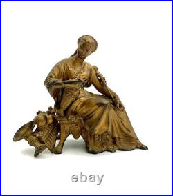Roman Lady Small Statue Vintage Classic Metal Old World Style Decor