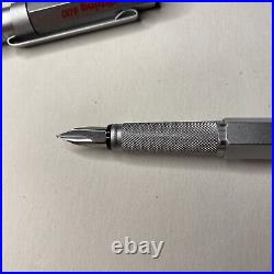 Rotring 600 Old Style Silver Fountain Pen M Nib Germany NOS VTG 1990s Loose Cap