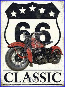 Route 66 Shield Classic Harley Vintage Old Style Motor Bike Metal Wall Sign