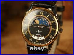 Russian USSR Cosmic style vintage OLD stock NEW watch Luch Lunnik MOON calendar