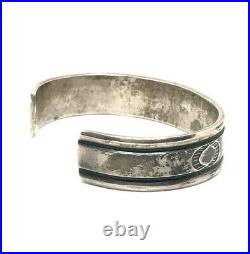 STERLING Silver Southwestern Style Solid Design Old MENS Cuff Bracelet Vintage