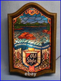 SWEET Vintage Old Style Beer Faux Stain Glass Lighted Sign Heileman's Wisconsin