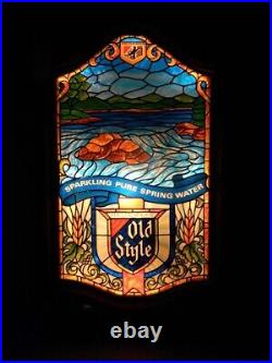 SWEET Vintage Old Style Beer Faux Stain Glass Lighted Sign Heileman's Wisconsin