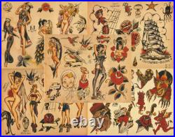 Sailor Jerry Traditional Vintage Style Tattoo Flash 50 Sheets 11x14 Old School