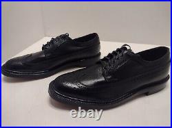 Sears Wingtips Vintage Black Leather V-Cleat Men's Size 10.5 EE New Old Stock
