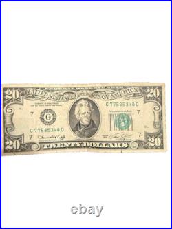 Series 1974 $20 Twenty Dollar Bill Small Head Vintage OLD STYLE