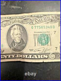 Series 1974 $20 Twenty Dollar Bill Small Head Vintage OLD STYLE