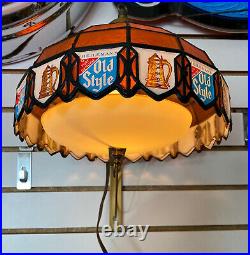 Set of 2 Vintage Old Style Beer Tiffany Swag Hanging Lamp Bar Light w brackets