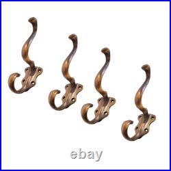 Set of 4 Solid Brass Coat Hooks Watson 249 Vintage Old Style Heavy Wall Hooks