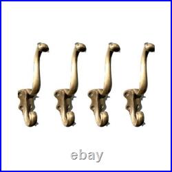 Set of 4 Solid Brass Coat Hooks Watson 249 Vintage Old Style Heavy Wall Hooks