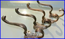 Set of 4 Solid Brass Coat Hooks Watson 249 Vintage Old Style Heavy Wall Hooks