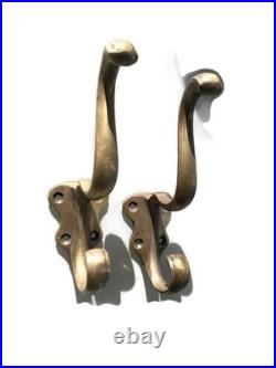 Set of 4 Solid Brass Coat Hooks Watson 249 Vintage Old Style Heavy Wall Hooks