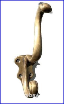 Set of 4 Solid Brass Coat Hooks Watson 249 Vintage Old Style Heavy Wall Hooks
