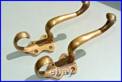 Set of 4 Solid Brass Coat Hooks Watson 249 Vintage Old Style Heavy Wall Hooks