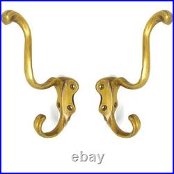 Set of 4 Solid Brass Coat Hooks Watson 249 Vintage Old Style Heavy Wall Hooks