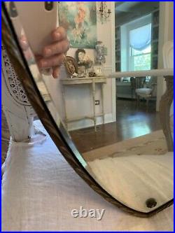 Shabby antique vintage mirror shield etched old wood gesso deco style
