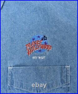Shirt Blouse Vintage Old Clothes 90'S Planet Hollywood / Embroidered Button Down