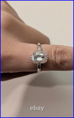 Silver Vintage Style Old Mine Cushion Moissanite Ring Size 7.75