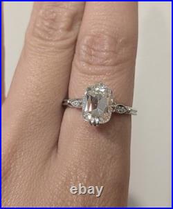 Silver Vintage Style Old Mine Cushion Moissanite Ring Size 7.75