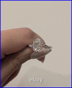 Silver Vintage Style Old Mine Cushion Moissanite Ring Size 7.75