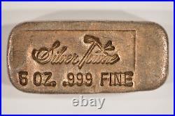 SilverTowne 5 oz. 999 Fine Silver Bar Old Poured Style 2nd Series Vintage Rare