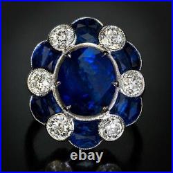 Sim Sapphire & Old Cut Ring for Women Milgrain Vintage Style 925 Sterling Silver