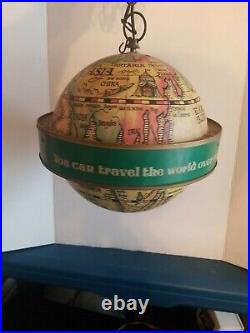 Special export beer old style map globe motion moving spinning light up sign vtg