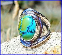 Spiderweb Turquoise Ring Old Pawn Vintage Style Silver. 925 Size 10