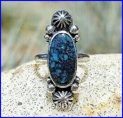 Spiderweb Turquoise Ring Old Pawn Vintage Style Silver. 925 Size 6