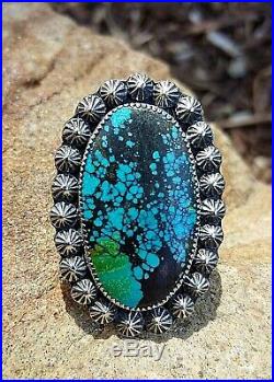Spiderweb Turquoise Ring Old Pawn Vintage Style Silver. 925 Size 6.5