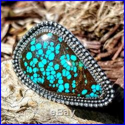 Spiderweb Turquoise Ring Old Pawn Vintage Style Silver. 925 Size 7