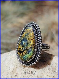 Spiderweb Turquoise Ring Old Pawn Vintage Style Silver. 925 Size 7.5