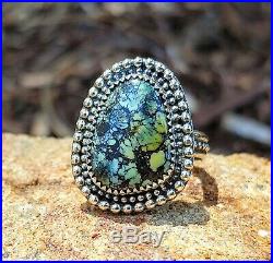Spiderweb Turquoise Ring Old Pawn Vintage Style Silver. 925 Size 8