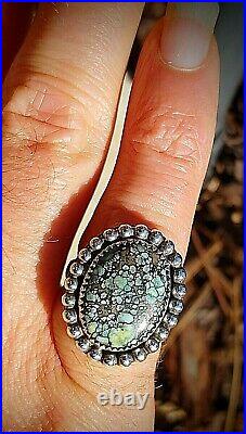 Spiderweb Turquoise Ring Star Fox Old Pawn Vintage Style Silver. 925 Size 6