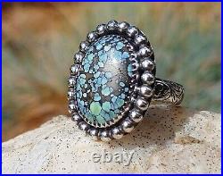 Spiderweb Turquoise Ring Star Fox Old Pawn Vintage Style Silver. 925 Size 7