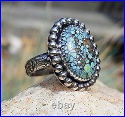 Spiderweb Turquoise Ring Star Fox Old Pawn Vintage Style Silver. 925 Size 7