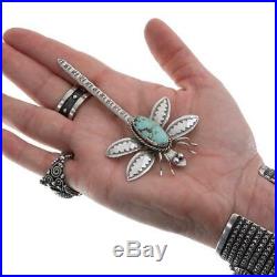 Squash Blossom DRAGONFLY Brooch Joe Eby Sterling Silver Pin Old Vintage Style