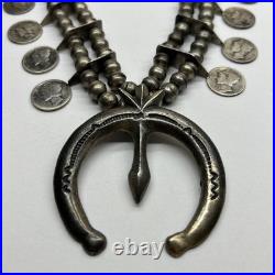 Squash Blossom Style Necklace 1924 Mercury Liberty Dimes OLD Vintage Sterling