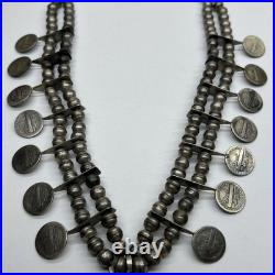 Squash Blossom Style Necklace 1924 Mercury Liberty Dimes OLD Vintage Sterling
