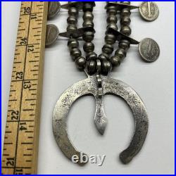 Squash Blossom Style Necklace 1924 Mercury Liberty Dimes OLD Vintage Sterling