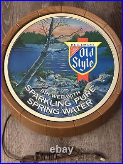 Stunning Vintage 1983 Old Style 16 Round Beer Barrel Lighted Wall Hanging Sign