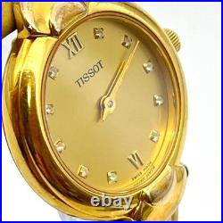TISSOT 10P Diamond Leather Brown Vintage Watch Old Style Ready to Use