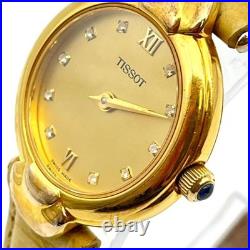 TISSOT 10P Diamond Leather Brown Vintage Watch Old Style Ready to Use