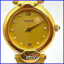 TISSOT 10P Diamond Leather Brown Vintage Watch Old Style Ready to Use