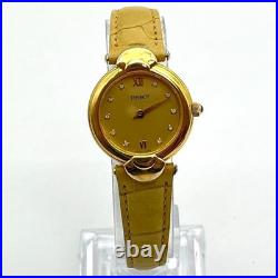 TISSOT 10P Diamond Leather Brown Vintage Watch Old Style Ready to Use