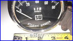 Tachometer Stewart Warner 8000 RPM Tach Vintage Steering column mount style SW