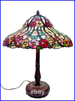 Tiffany Style Vintage Bayberry Stained Glass Table Lamp 2005 New Old Stock